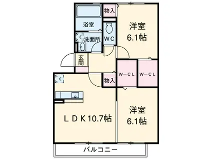 サンプレジオⅡ(2LDK/1階)の間取り写真