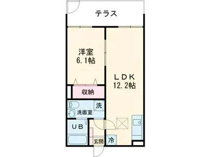 サザンフロント六町(1LDK/1階)の間取り写真