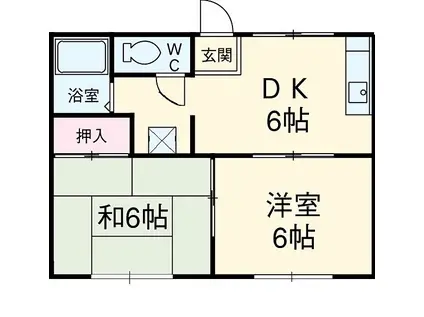 コーポ池の島(2DK/1階)の間取り写真