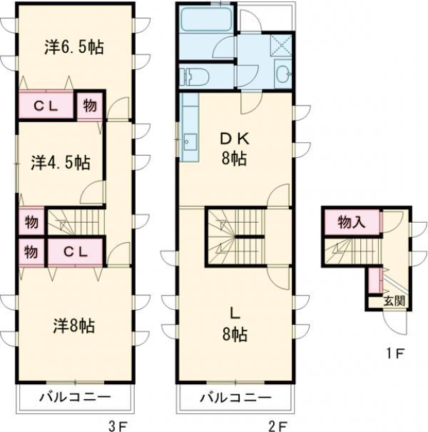 グランマ(3LDK/2階)の間取り写真