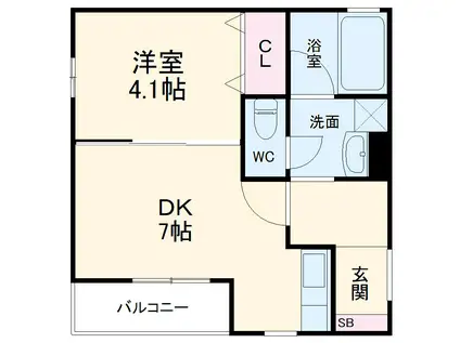 GIONE HONMACHI(1DK/2階)の間取り写真