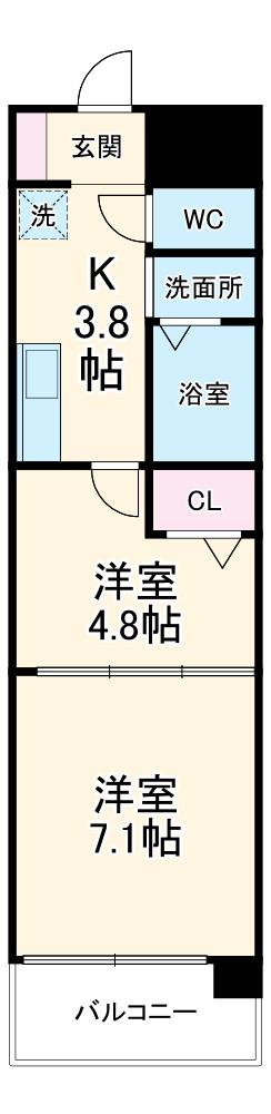 ARTEREMK(2K/5階)の間取り写真