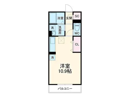 ベッロ・ルーチェⅣ(ワンルーム/1階)の間取り写真