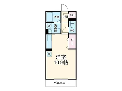 ベッロ・ルーチェⅣ(ワンルーム/2階)の間取り写真