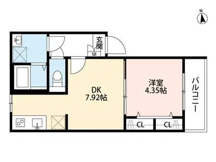 T.A足立区足立2丁目ⅡC棟(1DK/2階)の間取り写真