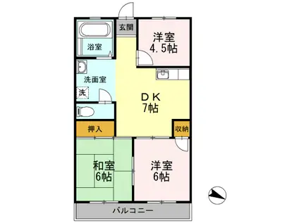 メゾン細田(3DK/3階)の間取り写真