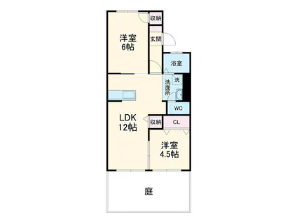 ハイツ平山(2LDK/1階)の間取り写真