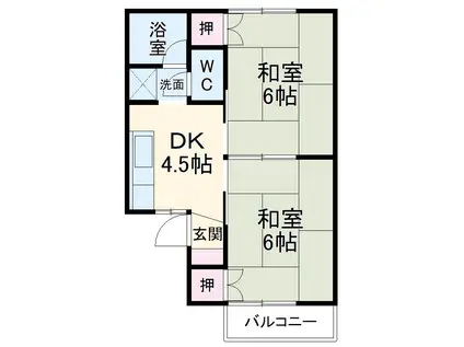 磯村ハイツ(2K/2階)の間取り写真