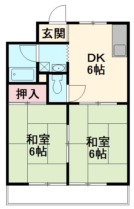 コーポはなぶさ(2DK/3階)の間取り写真