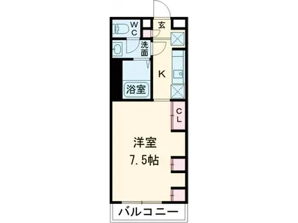 リブリ・K1(1K/1階)の間取り写真