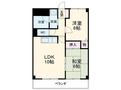 リビングコートヨコチ(2LDK/3階)の間取り写真