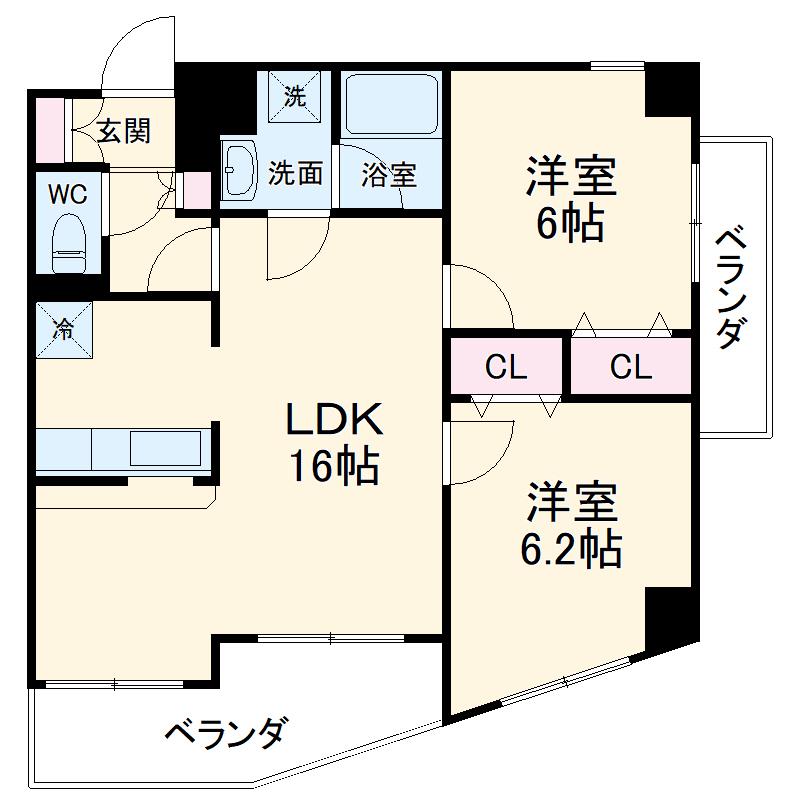 小原橋マンション(2LDK/3階)の間取り写真