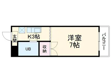 グリーンハイツ浅野(1K/3階)の間取り写真