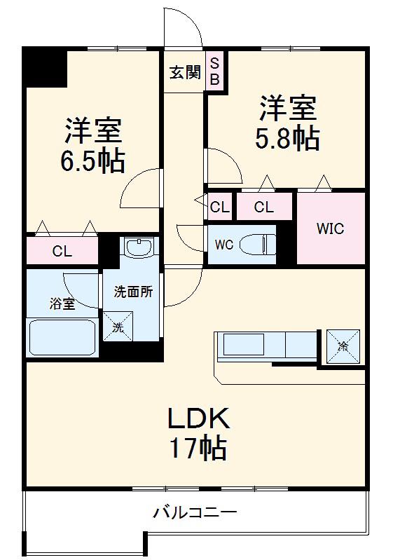 メゾンドクール(2LDK/4階)の間取り写真