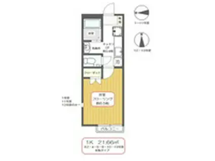 アーカスK Ⅵ(1K/1階)の間取り写真