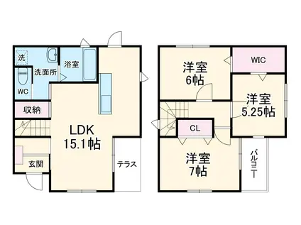 ガイドウエイ志段味 金屋駅 徒歩4分 2階建 築11年(3LDK)の間取り写真