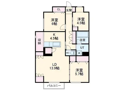 グレイスレジデンス八事(3SLDK/2階)の間取り写真