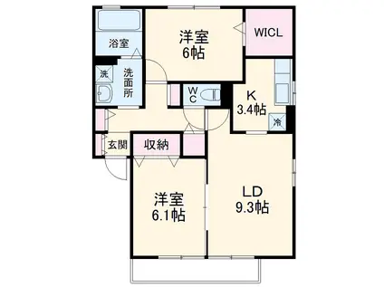 グランコートⅡ(2LDK/2階)の間取り写真