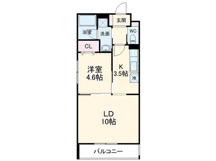 プロティオス汐路(1LDK/2階)の間取り写真