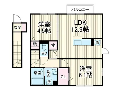 グレイスコート(2LDK/2階)の間取り写真