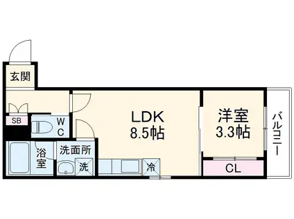 ジュネス内浜町(1LDK/1階)の間取り写真
