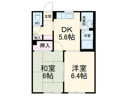 しおさいの丘C(2DK/2階)の間取り写真