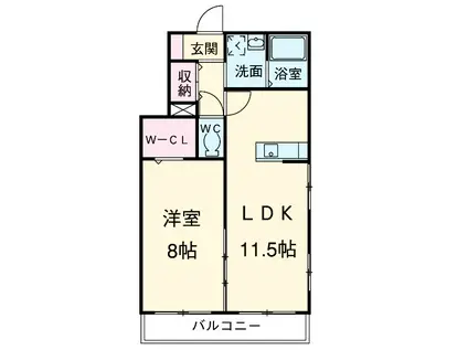 エバーグリーン(1LDK/3階)の間取り写真