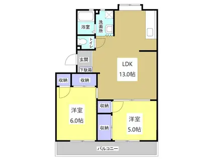 メゾンさくら(2LDK/3階)の間取り写真
