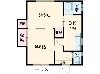 鹿児島本線 吉塚駅 徒歩15分 1階建 築49年(2DK/1階)の間取り写真