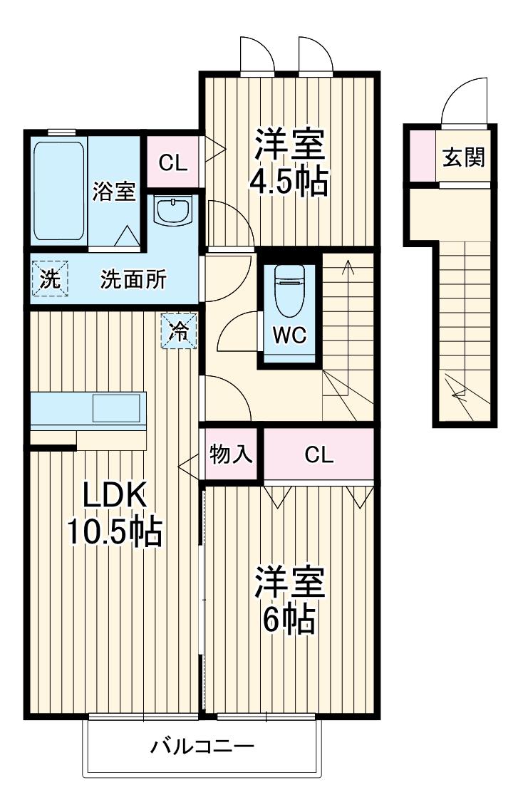 モダンコートウラワ(2LDK/2階)の間取り写真