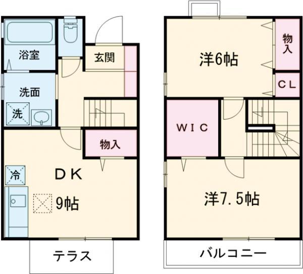グランドソレーユⅢ(2DK)の間取り写真