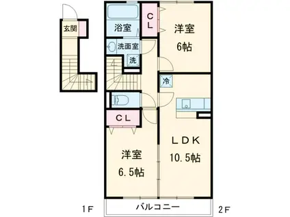 ソラーナⅠ(2LDK/2階)の間取り写真