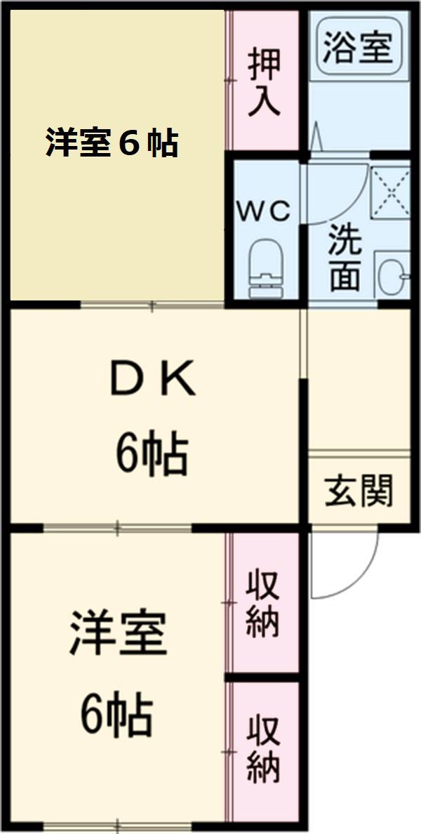グリーナB(2DK/2階)の間取り写真