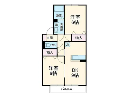 ジェネシスK(2DK/2階)の間取り写真