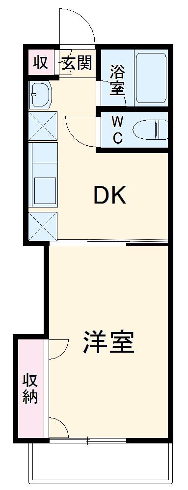 シャンス東寺尾中台24-Ⅱ(1DK/2階)の間取り写真