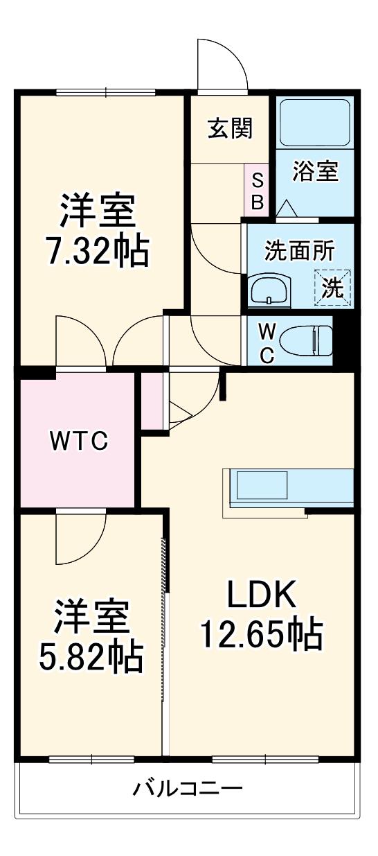 ウィール(2LDK/3階)の間取り写真