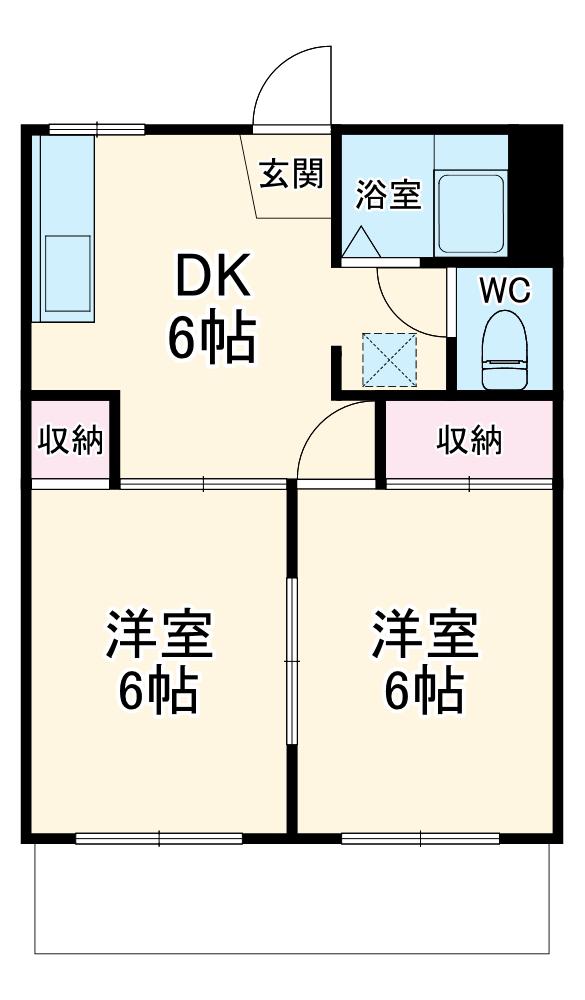ガーデンハウス(2DK/2階)の間取り写真