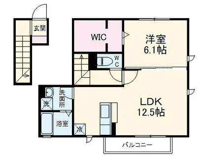 ユートリVI(1LDK/2階)の間取り写真