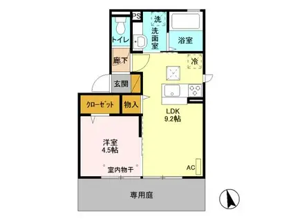 ポワール(1LDK/1階)の間取り写真