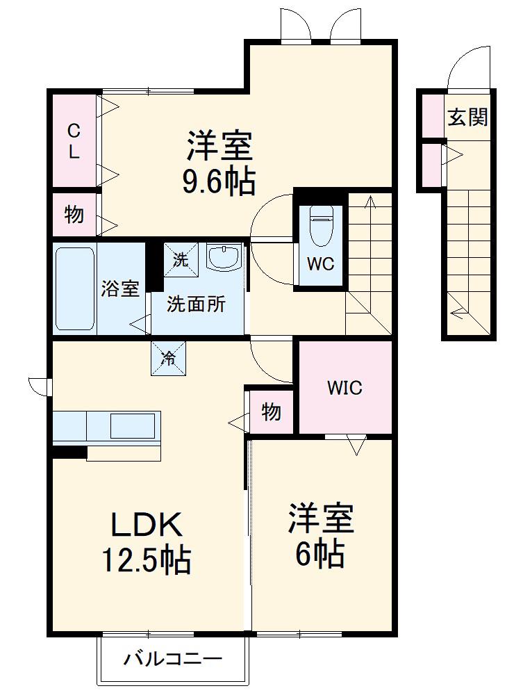 ボヌール木崎Ⅱ(2LDK/2階)の間取り写真