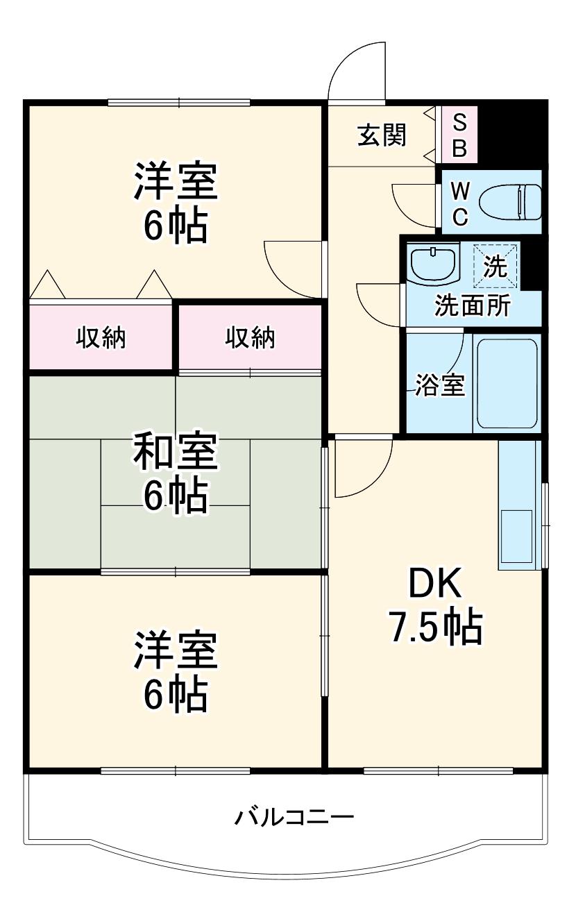 グローリー(3DK/1階)の間取り写真