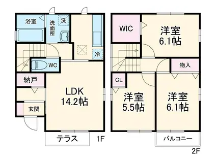 フェリーチェ(3LDK/1階)の間取り写真