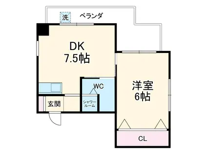 プロビデンス富士(1DK/2階)の間取り写真