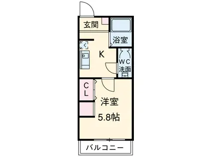 プロビデンス富士(1K/4階)の間取り写真