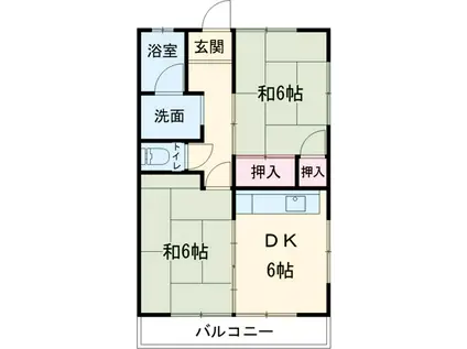 コーポショウサンⅡ(2DK/2階)の間取り写真