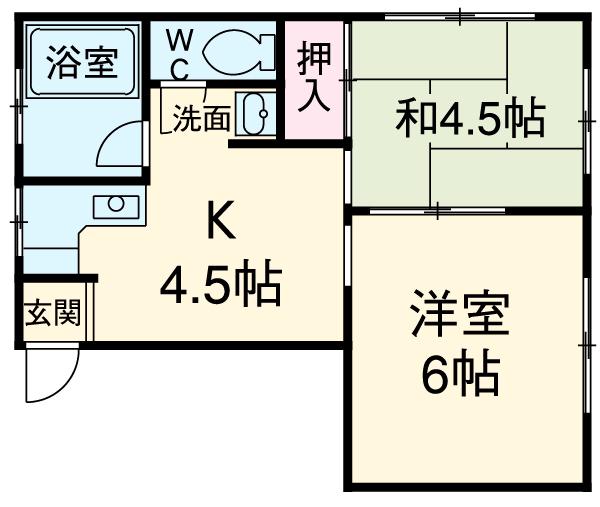 勝陽ビル(2DK/4階)の間取り写真