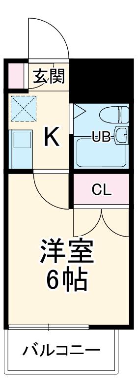 シーズンコート平郷町(1K/2階)の間取り写真
