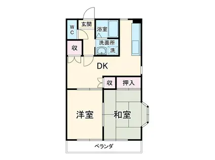 プラーズ榎木町(2DK/4階)の間取り写真