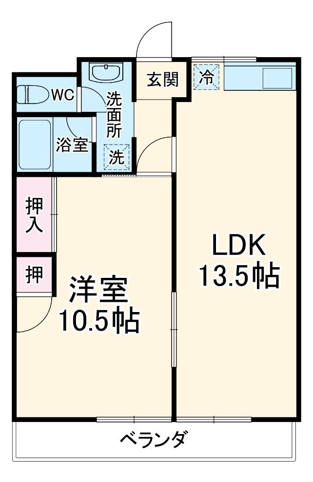 YOUハイツⅡ(1LDK/1階)の間取り写真