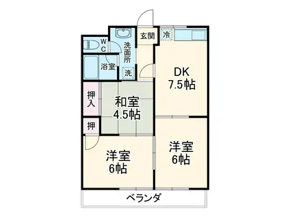 YOUハイツⅡ(3DK/2階)の間取り写真